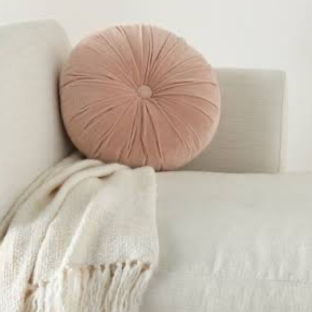 Threshold Ruched Velvet Mina‎ Victory Round Throw Pillow 16" NWT - Picture 3 of 3